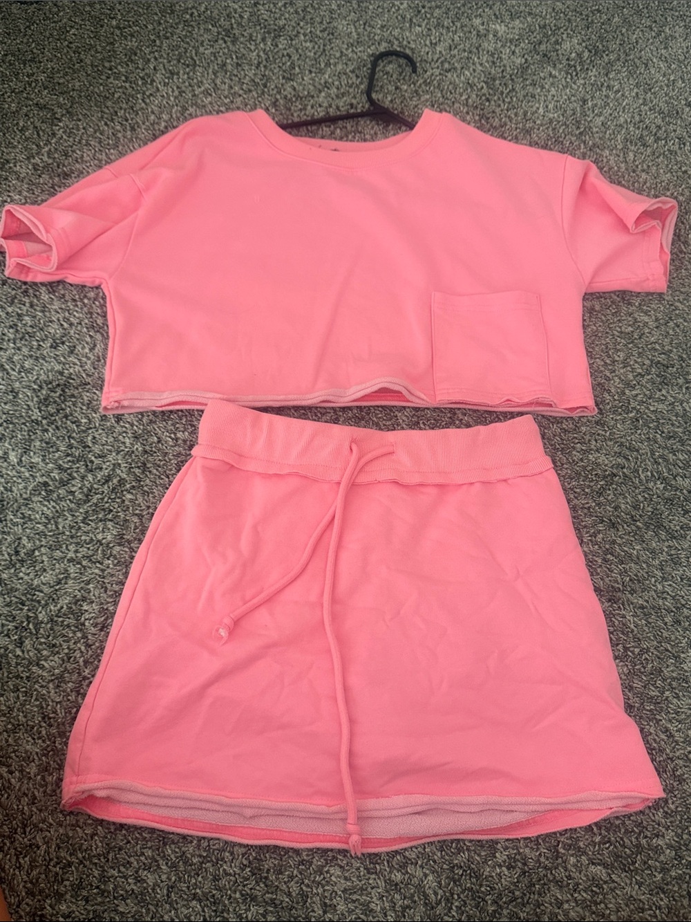 Papermoon Pink Cropped Top and Drawstring Skirt Set